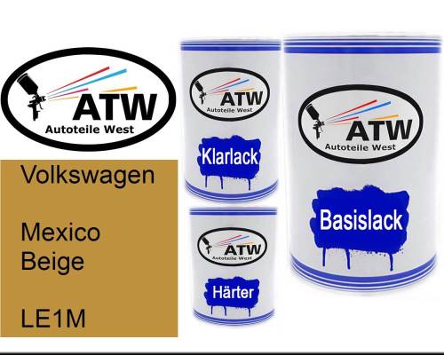 Volkswagen, Mexico Beige, LE1M: 500ml Lackdose + 500ml Klarlack + 250ml Härter - Set, von ATW Autoteile West.